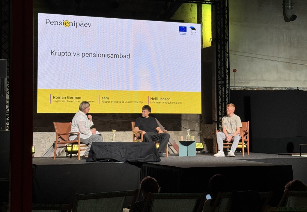 Räppar säm ja Krüpto klubi asutaja ja krüptoinvesteerija Roman German väitlesid krüpto ja pensionisamba teemal LHV investorkogukonna juhi Nelli Jansoni modereerimisel